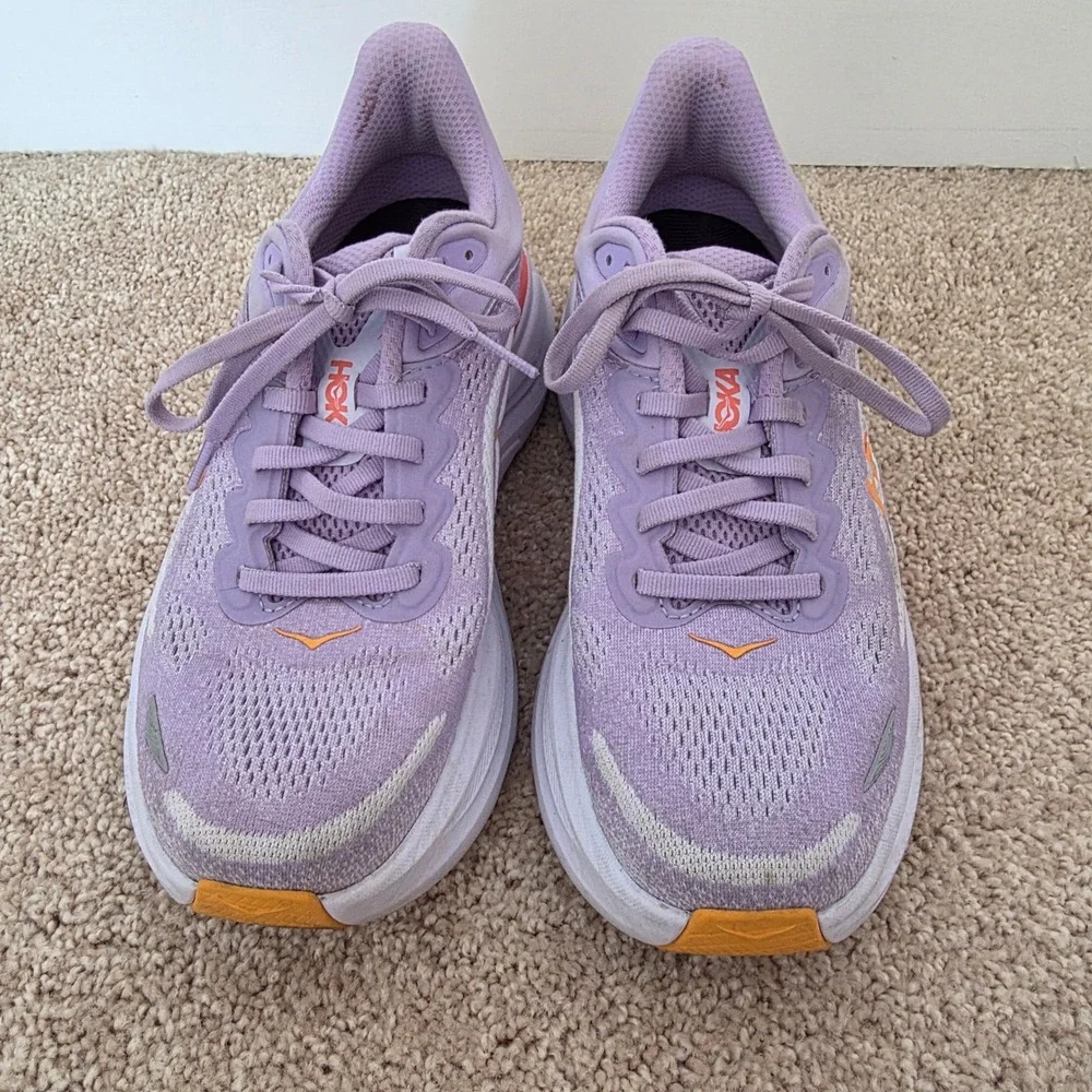 HOKA Bondi 9 Womens Running Shoes Purple Lavender Orange 1162012 AGH Size 9B